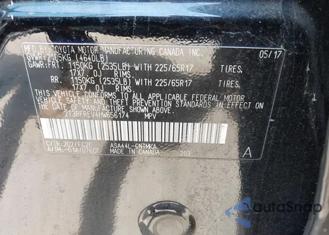 2017 Toyota Rav4 Xle from USA, damaged, VIN 2T3RFREV4HW656174
